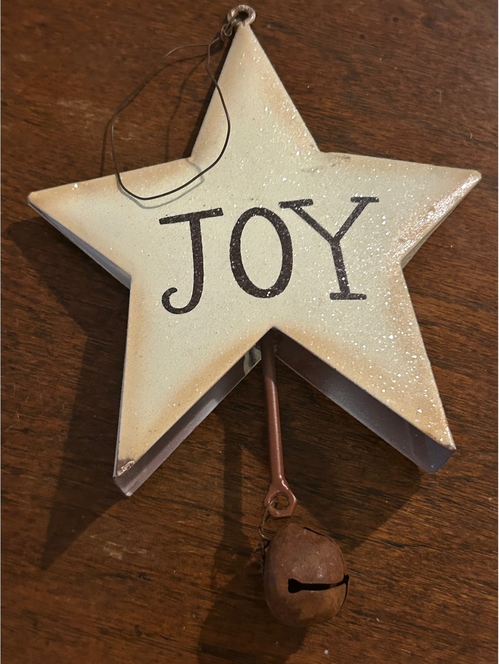 JOY Star Shaped Christmas Ornament with Bell
